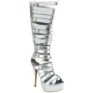 Yoki Women’s THE ONE IN CHARGE  Gladiator Platform Heels, Silver ( BRAND NEW !!!